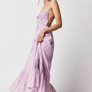 Free People Taking Sides Maxi Dress Petal Rains Pastel Pink Large NWOT